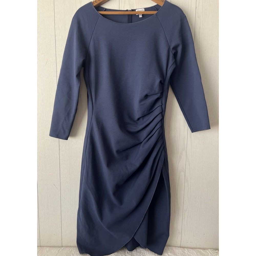 Armani‎ Collezioni Sheath Dress Cocktail Party Ruched Side Blue Womens Size 10